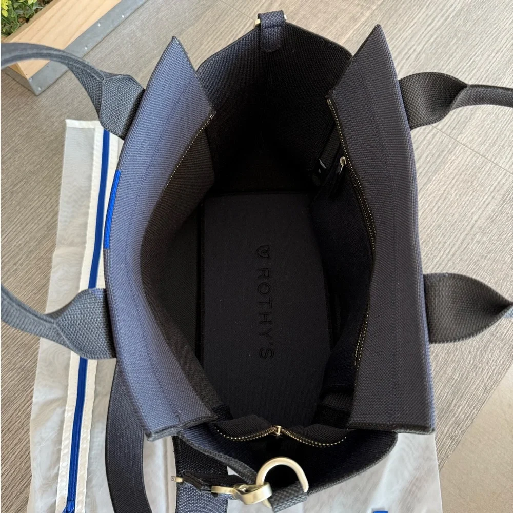 Rothy’s ‘The Handbag’ Classic Structured Purse Navy Black - Premium Designer - Picture 3 of 7